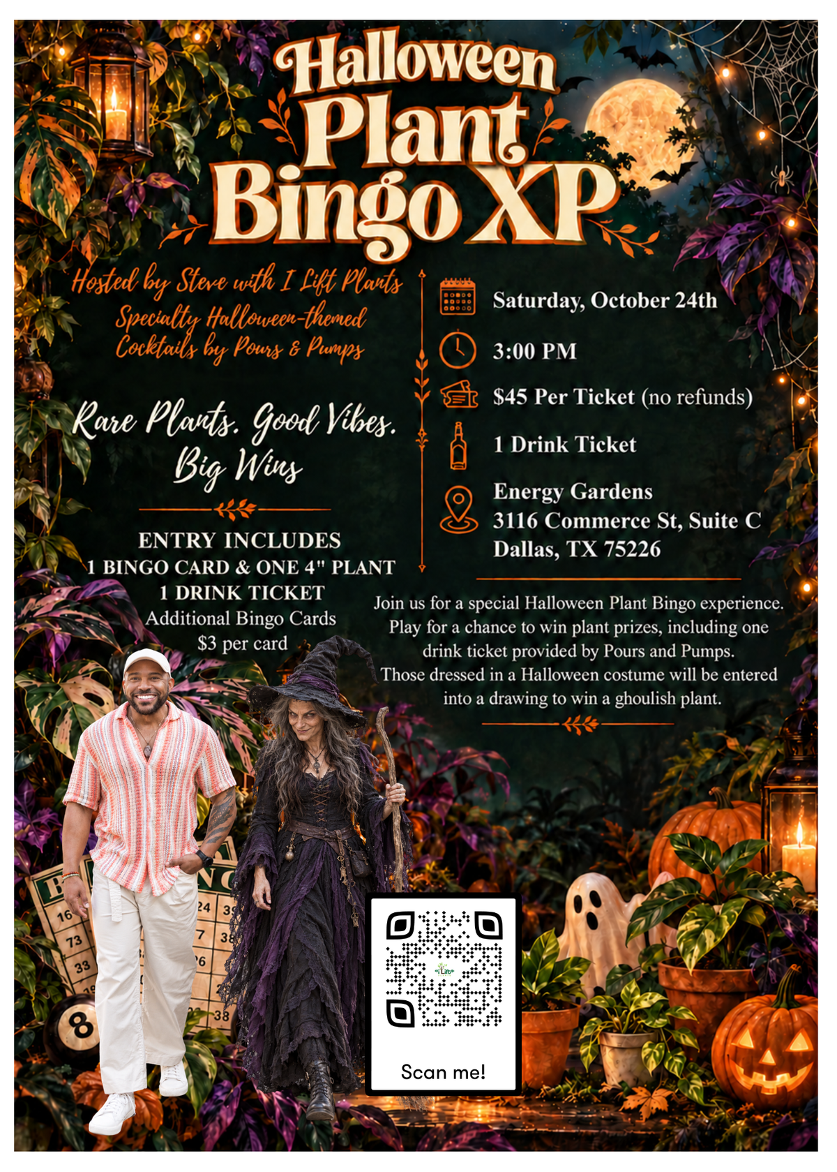 Halloween Plant Bingo XP w/Specialty Drinks by Pours and Pumps